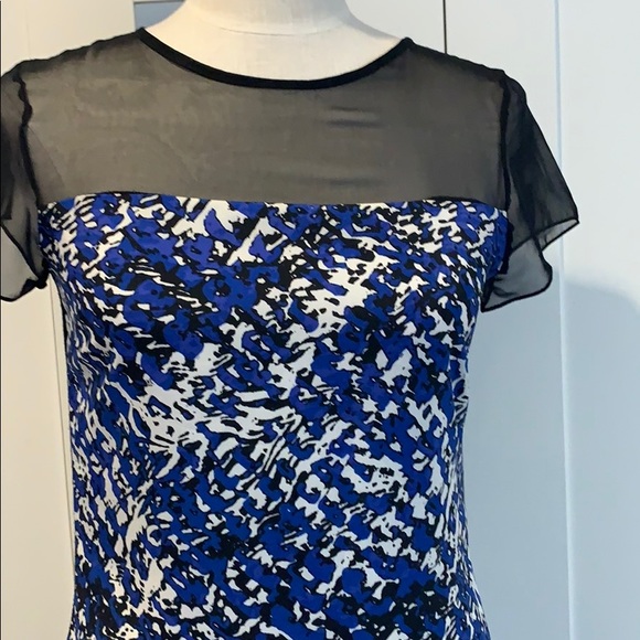 Red Saks Fifth Avenue Black/Blue Patterned Dress S - Picture 2 of 8